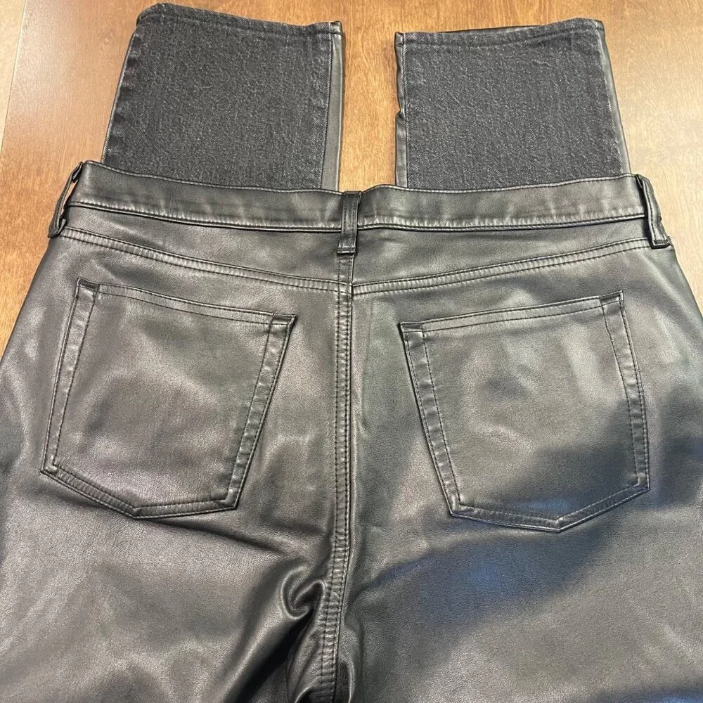 Universal Thread Mid-Rise 80s Slim Jeans Faux Leather Back Women's Size 16 Black